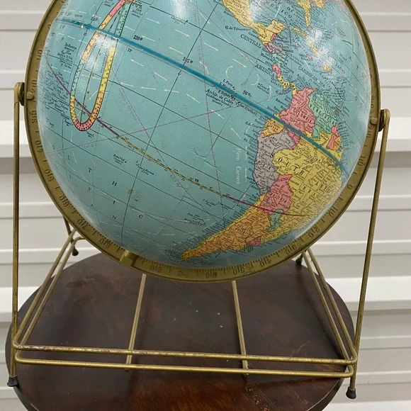 Vtg Crams Imperial 12 Inch World Globe Aviation Routes Metal Base USSR 1960’s